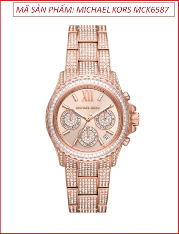 Đồng hồ Nữ Michael Kors Everett Chronograph Đính Đá Dây Rose Gold (36mm)