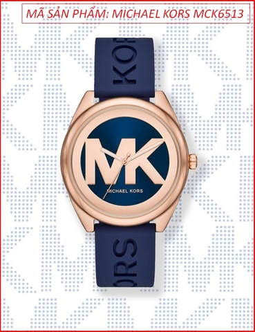 Đồng hồ Nữ Michael Kors Janelle Họa Tiết Logo Dây Silicone Xanh Navy (42mm)