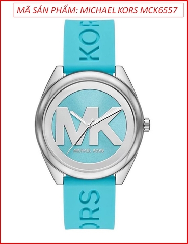 Đồng hồ Nữ Michael Kors Janelle Mặt Họa Tiết Logo Dây Silicone Xanh (42mm)