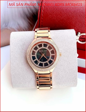 Đồng hồ Nữ Michael Kors Kerry Mặt Đen Đính Đá Dây Rose Gold (37mm)