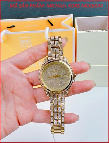 Đồng hồ Nữ Michael Kors Lauryn Mặt Full Đá Swarovski Dây Vàng Gold (38mm)