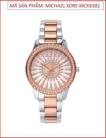 Đồng hồ Nữ Michael Kors Layton Mặt Hồng Đính Đá Dây Demi Rose Gold (33mm)