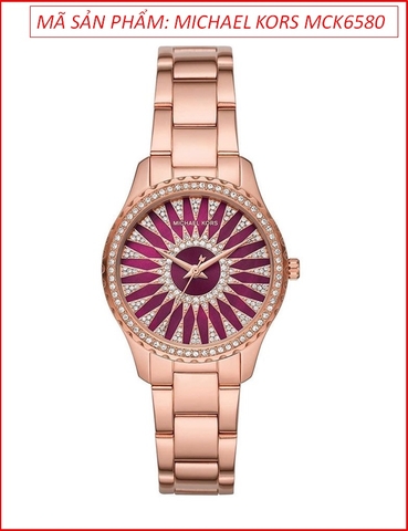 Đồng hồ Nữ Michael Kors Layton Mặt Tím Đính Đá Dây Rose Gold (33mm)