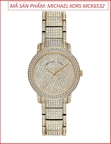 Đồng hồ Nữ Michael Kors Mặt Full Đá Swarovski Dây Vàng Gold (33mm)