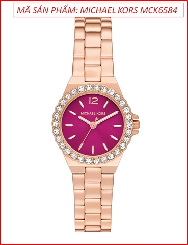 Đồng hồ Nữ Michael Kors Mini Lenox Mặt Hồng Đính Đá Dây Rose Gold (30mm)