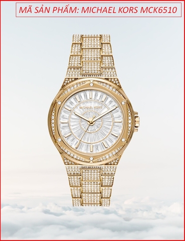 Đồng hồ Nữ Michael Kors Oversided Lennox Mặt Đính Đá Dây Vàng Gold (41mm)