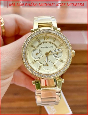 Đồng hồ Nữ Michael Kors Parker Mặt Đính Đá Dây Kim Loại Vàng Gold (33mm)