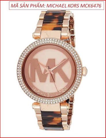 Đồng hồ Nữ Michael Kors Parker Mặt Tròn Dây Kim Loại Mix Acetate Nâu (39mm)