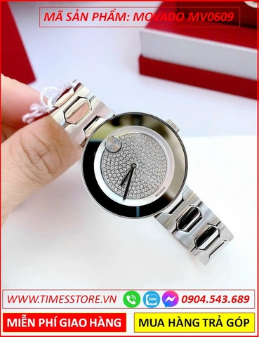 Đồng Hồ Nữ Movado Bold Pave Mặt Đính Đá Dây Kim Loại (32mm)