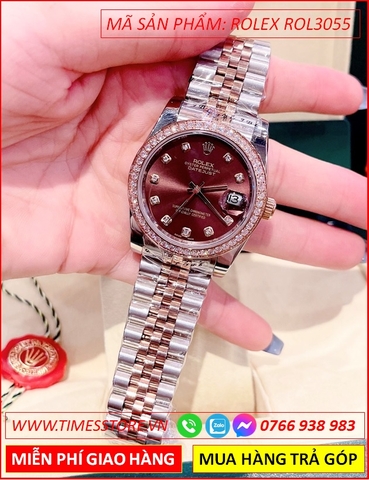 Đồng Hồ Nữ Rolex F1 Automatic Mặt Nâu Dây Demi Rose Gold (31mm)