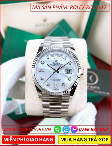 Đồng Hồ Nữ Rolex F1 Automatic Mặt Xà Cừ Dây Kim Loại (36mm)