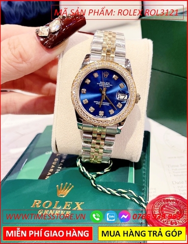 Đồng Hồ Nữ Rolex F1 Automatic Lady Datejust Mặt Xanh Dương Dây Demi (31mm)