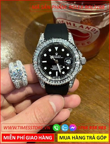 Đồng Hồ Nữ Rolex F1 Automatic Submariner Mặt Đính Đá Dây Silicone (41mm)