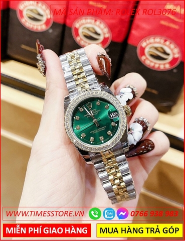 Đồng Hồ Nữ Rolex Lady Datejust F1 Mặt Xanh Lá Dây Demi (32mm)