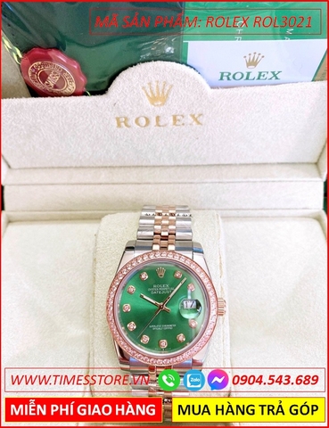 Đồng hồ Nam Rolex 1:1 siêu cấp mặt Xanh Swarovski Rose Gold (38mm)