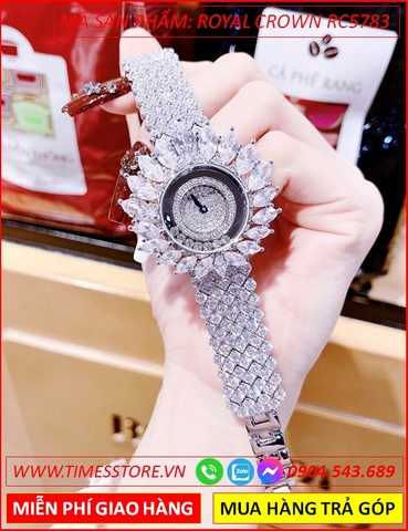 Đồng hồ Nữ Royal Crown Bông Hoa Tuyết Lắc Tay Full Đá (36mm)