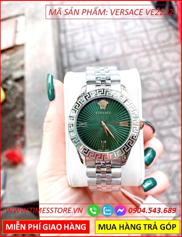 Đồng hồ Nữ Versace Greca Signature Mặt Xanh Dây Kim Loại (36mm)