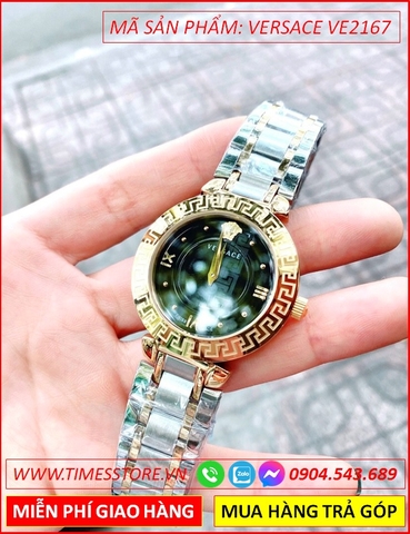 Đồng hồ Nữ Versace Mặt Tròn Mặt Màu Đen Demi Vàng Gold (35mm)