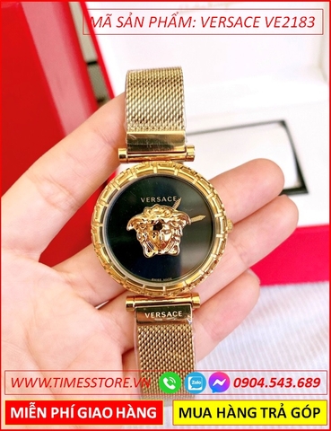 Đồng hồ Nữ Versace Medusa Frame Vàng Full Gold Mặt Đen (36mm)