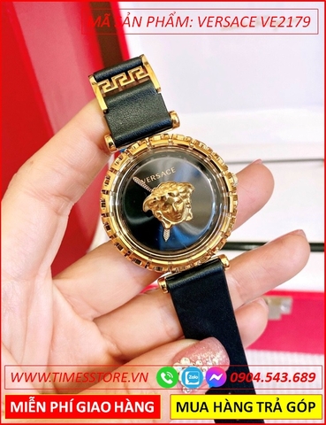 Đồng hồ Nữ Versace Medusa Frame Vàng Gold Dây Da Đen (36mm)