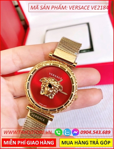 Đồng hồ Nữ Versace Medusa Frame Vàng Full Gold Mặt Đỏ (36mm)