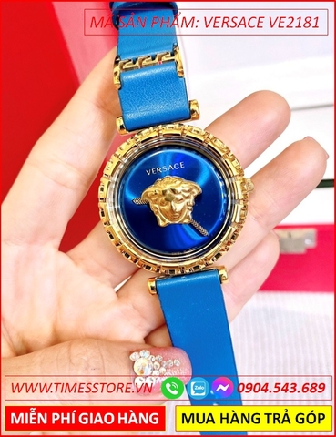 Đồng hồ Nữ Versace Medusa Frame Vàng Gold Dây Da Xanh (36mm)