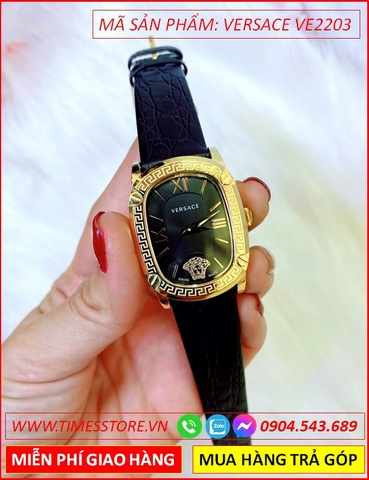 Đồng hồ Nữ Versace New Couture Mặt Chữ Nhật Dây Da Đen (36mm)