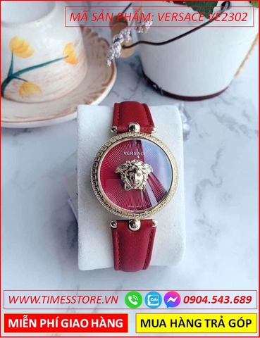 Đồng hồ Nữ Versace Palazzo Mặt Tròn Dây Da Đỏ (34mm)