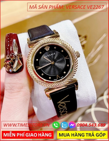 Đồng hồ Nữ Versace V Motif Mặt Tròn Vàng Gold Dây Da (36mm)