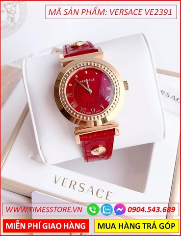 Đồng hồ Nữ Versace Vanity Mặt Tròn Dây Da Đỏ (35mm)