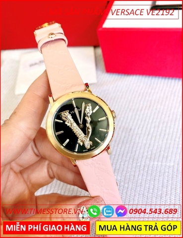Đồng hồ Nữ Versace Virtus Vàng Gold Mặt Đen Dây Da Hồng (36mm)