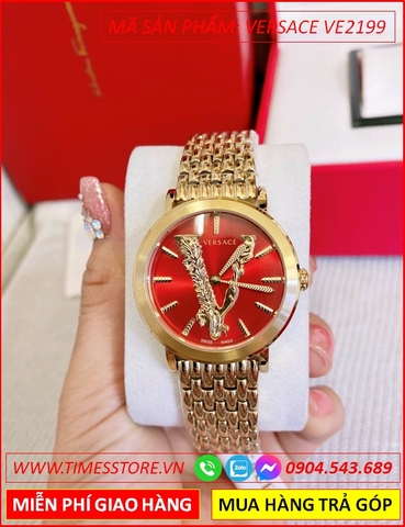 Đồng hồ Nữ Versace Virtus Vàng Gold Mặt Màu Đỏ Dây Kim Loại (36mm)