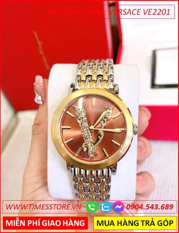 Đồng hồ Nữ Versace Virtus Demi Vàng Mặt Nâu Dây Kim Loại (36mm)