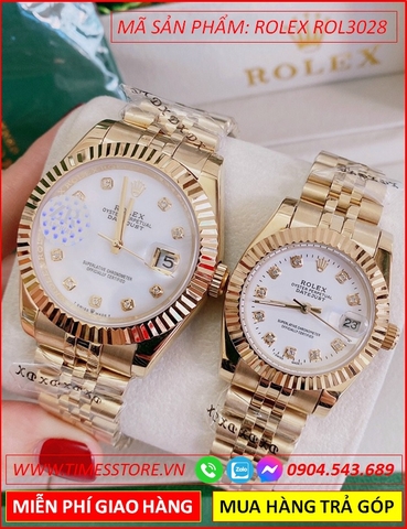 Đồng hồ Cặp đôi Rolex siêu cấp mặt Trắng Vàng Full Gold Luxury (32-41mm)