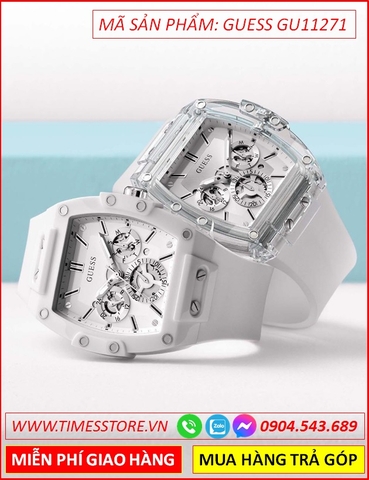 Đồng hồ Cặp Đôi Guess Crystal Accented Mặt Chữ Nhật Unisex (43mm-51mm)