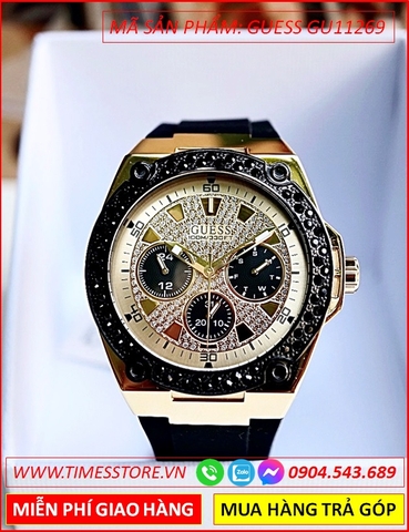 Đồng hồ Nam Guess Unisex Mặt Vàng Gold Luxury Dây Cao Su (45mm)