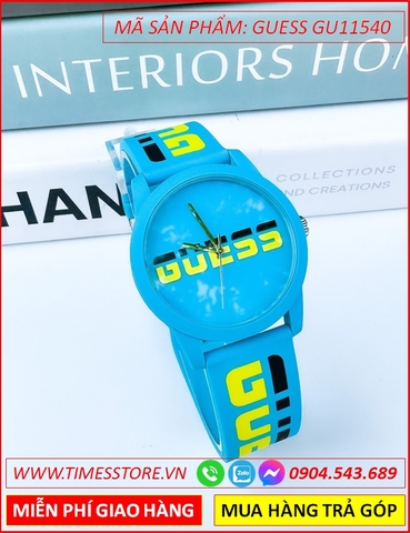 Đồng Hồ Nữ Guess Unisex Logo Turquoise Dây Silicone Xanh (42mm)