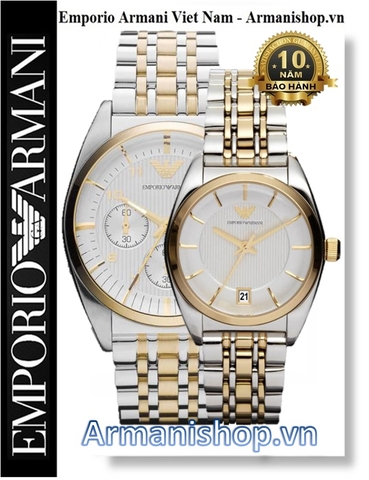 ⌚️Đồng Hồ Cặp đôi Emporio Armani Demi Vàng Gold Cao Cấp AR0396-AR0380