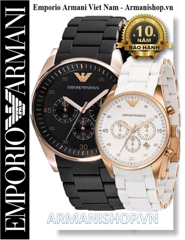 ⌚️Đồng Hồ Cặp Đôi Emporio Armani Dây Silicone Rose Gold AR5905-AR5920