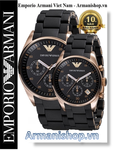 ⌚️Đồng Hồ Cặp đôi Emporio Armani Dây Cao Su Rose Gold AR5905-AR5906