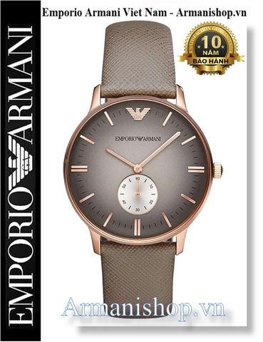 ⌚️Đồng Hồ Nam Emporio Armani Rose Gold Dây Da Xám AR1723