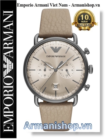 ⌚️Đồng Hồ Nam Emporio Armani Thời Trang Dây Da Xám AR11107