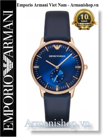 ⌚️Đồng Hồ Nam Emporio Armani Rose Gold Dây Da Xanh AR2071