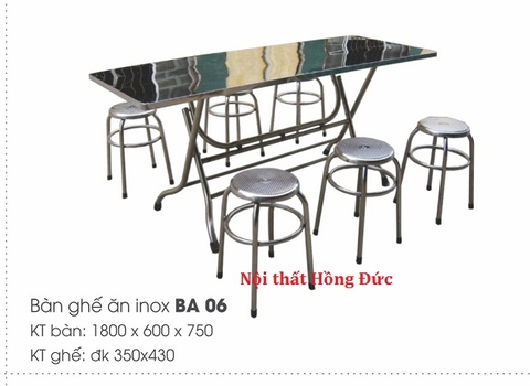 Bàn ghế ăn inox BA 06