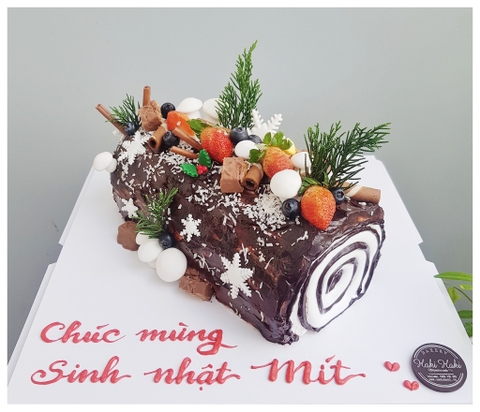 Bánh kem khúc cây chủ đề giáng sinh