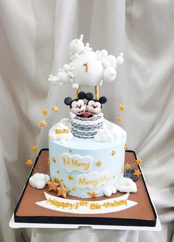 Bánh kem hiện đại cho 2 bé song sinh với tạo hình Mickey