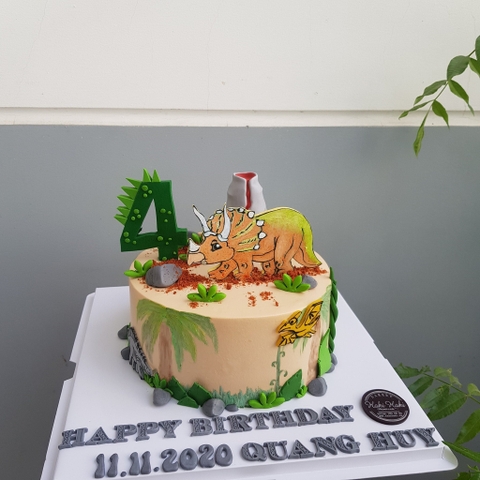 Bánh sinh nhật vẽ hình khủng long cho bé