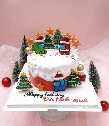 Bánh sinh nhật Among us theo chủ đề Noel