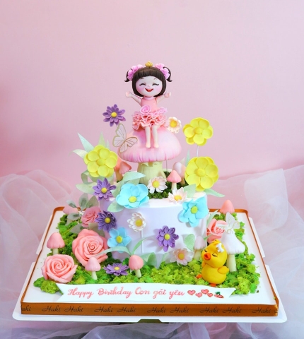 Bánh kem khu vườn hoa sinh nhật bé gái