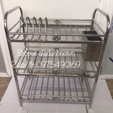 Trạn bát inox 3 tầng kèm ống đũa siêu dày sịn, kệ , giá úp chén bán inox dày hàng loại 1 giá tận xưởng